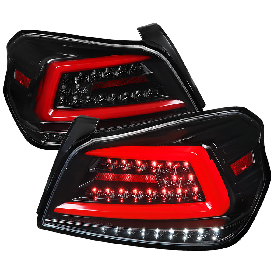 2015-2021 Subaru WRX Sequential Red Bar LED Tail Lights (Jet Black Housing/Clear Lens)