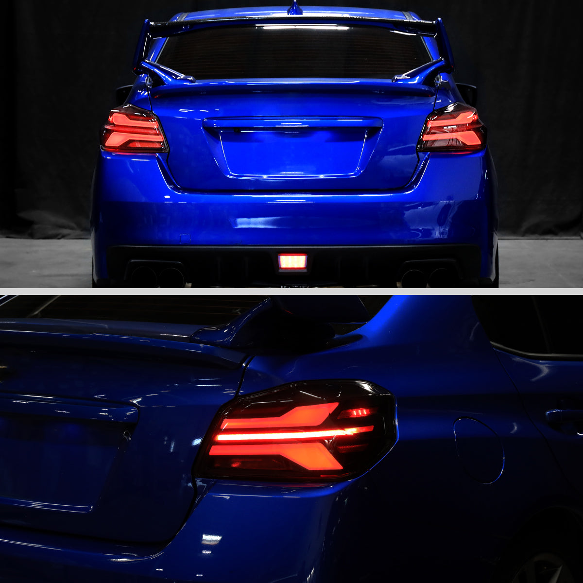 2015-2021 Subaru WRS STi Tail Light w/ Sequential LED Turn SignaL and LED Side Marker Brake Reverse (Matte Black Housing / Clear Lens)