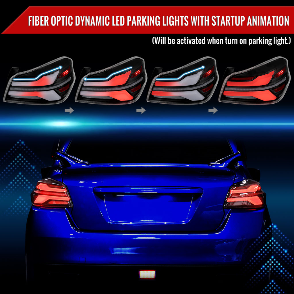 2015-2021 Subaru WRS STi Tail Light w/ Sequential LED Turn SignaL and LED Side Marker Brake Reverse (Matte Black Housing / Clear Lens)