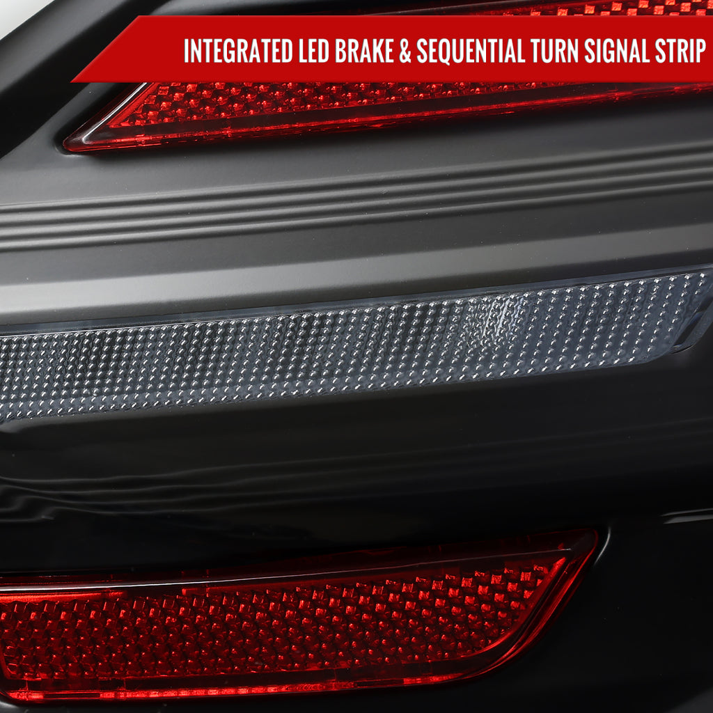 2015-2021 Subaru WRS STi Tail Light w/ Sequential LED Turn SignaL and LED Side Marker Brake Reverse (Matte Black Housing / Clear Lens)