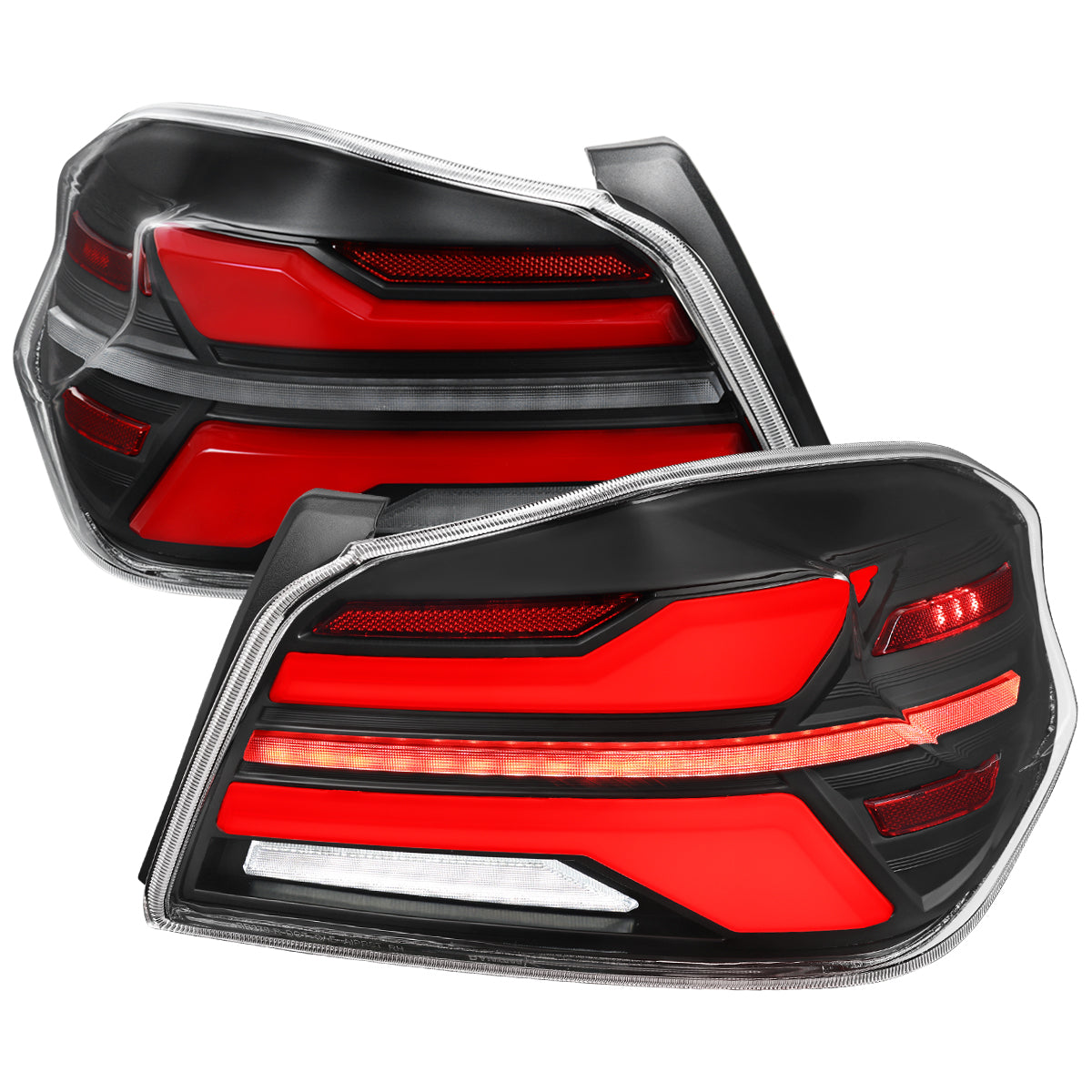 2015-2021 Subaru WRX STi Tail Light w/ Sequential Red LED Turn Signal and LED Side Marker Brake Reverse (Matte Black Housing / Clear Lens)