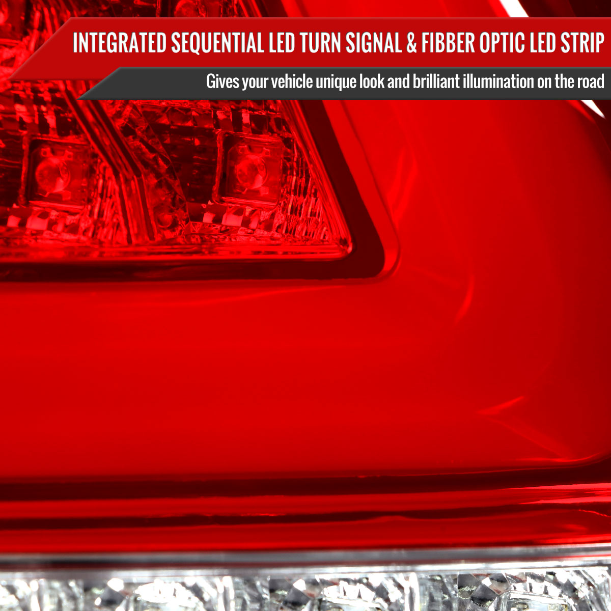 2015-2021 Subaru WRX Sequential White Bar LED Tail Lights (Chrome Housing/Red Lens)