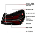 2015-2021 Subaru WRX STi Tail Light w/ Sequential Turn Signal LED Strip and LED Side Marker Brake Reverse (Matte Black Housing / Smoked Lens)