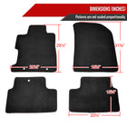 2006-2010 Honda Civic Coupe Black Front & Rear Carpet Floor Mats w/ Red Stitching - 4PC