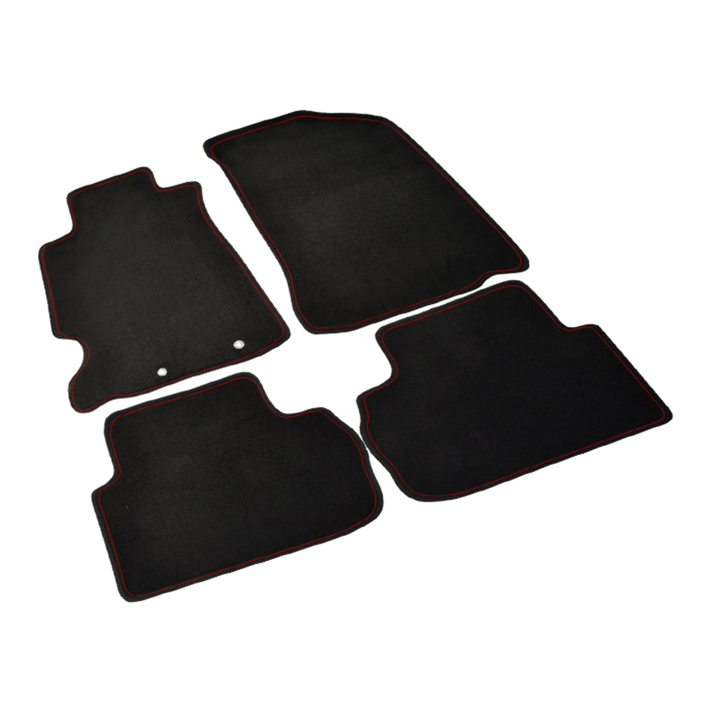 2002-2006 Acura RSX Black Front & Rear Carpet Floor Mats w/ Red Stitching