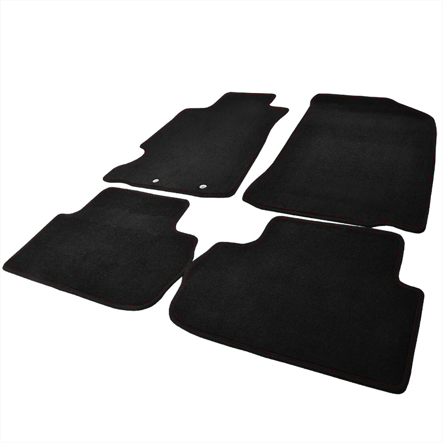 2002-2006 Acura RSX Black Front & Rear Carpet Floor Mats w/ Red Stitching