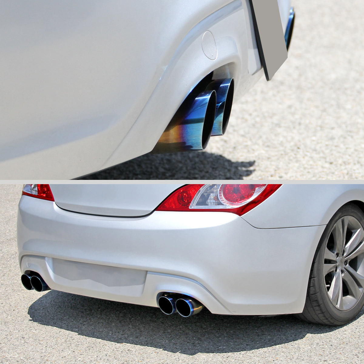 2009-2014 Hyundai Genesis Coupe 2.0T T-304 Stainless Steel Catback Exhaust System w/ Quad Burnt Tip