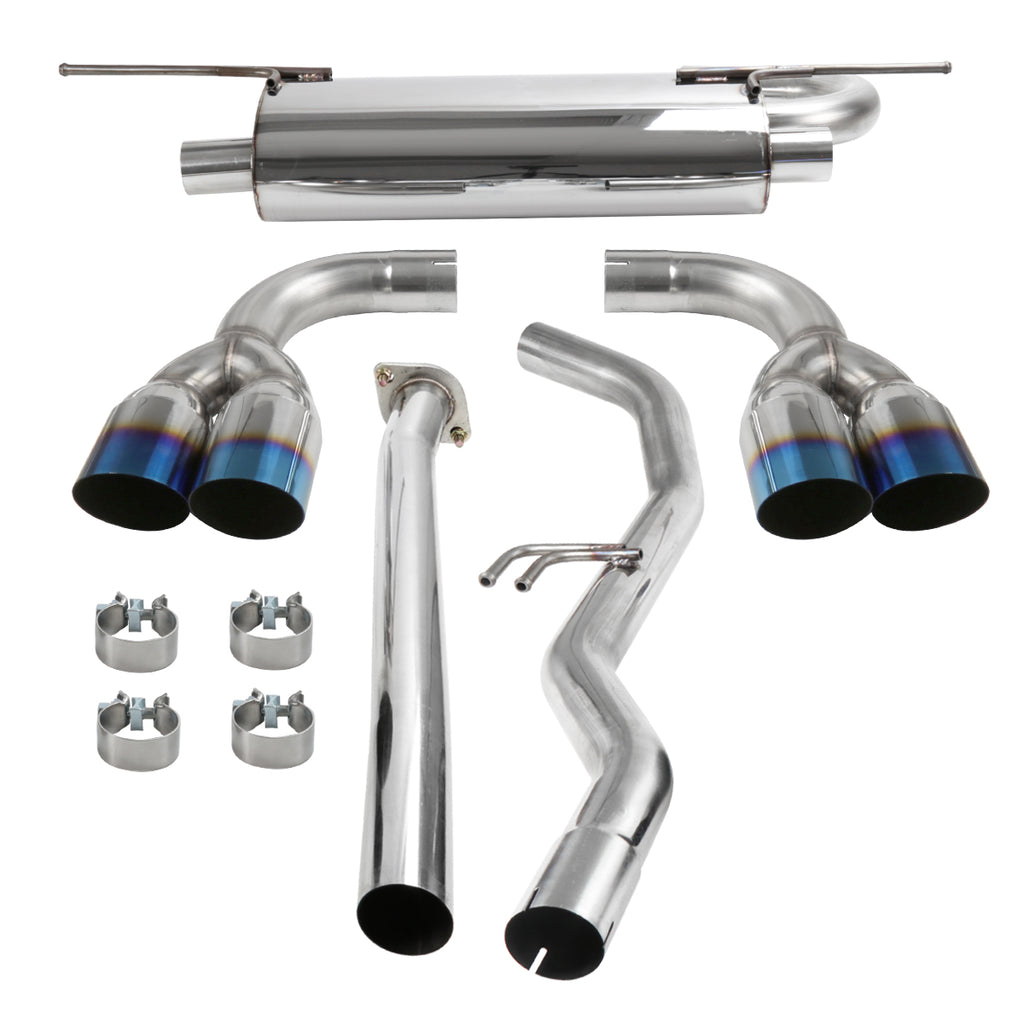 2009-2014 Hyundai Genesis Coupe 2.0T T-304 Stainless Steel Catback Exhaust System w/ Quad Burnt Tip