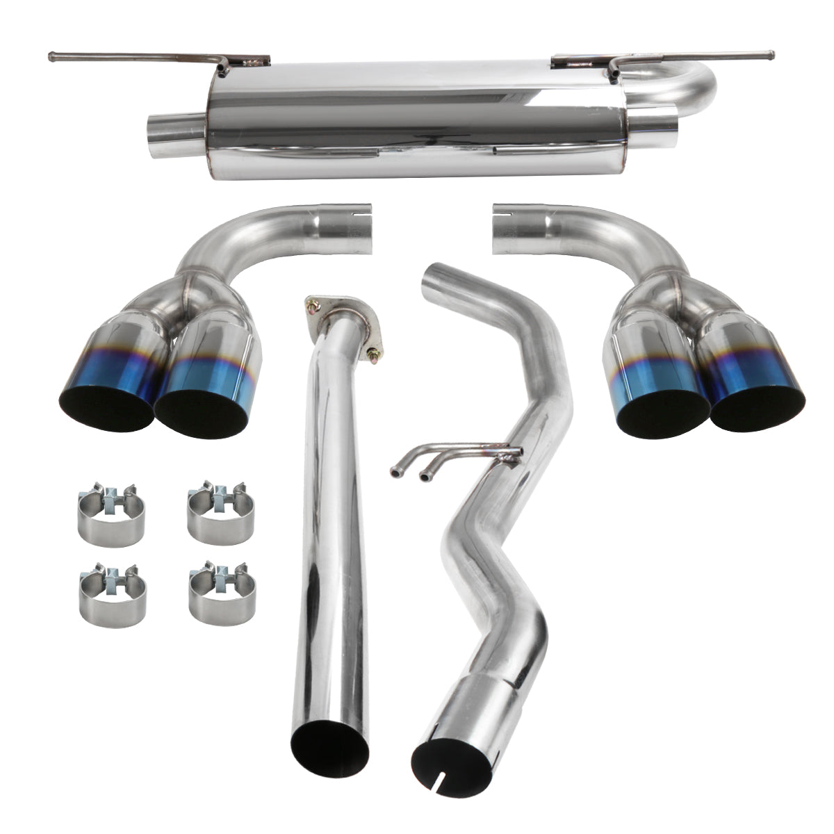 2009-2014 Hyundai Genesis Coupe 2.0T T-304 Stainless Steel Catback Exhaust System w/ Quad Burnt Tip