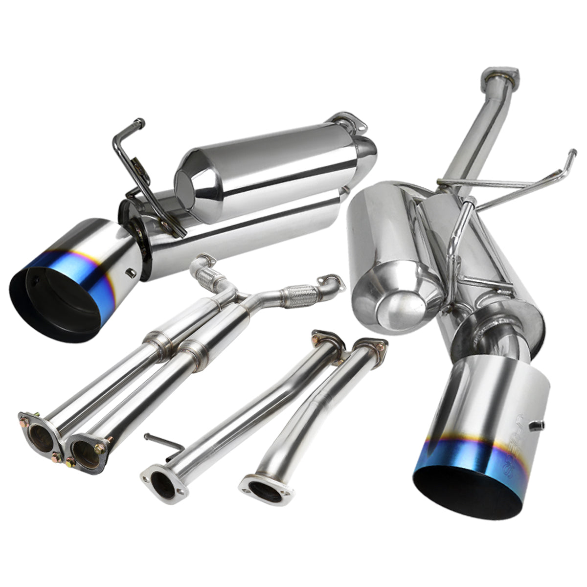 2003-2007 Infiniti G35 Coupe Stainless Steel Dual Catback Exhaust System w/ Burnt Tip