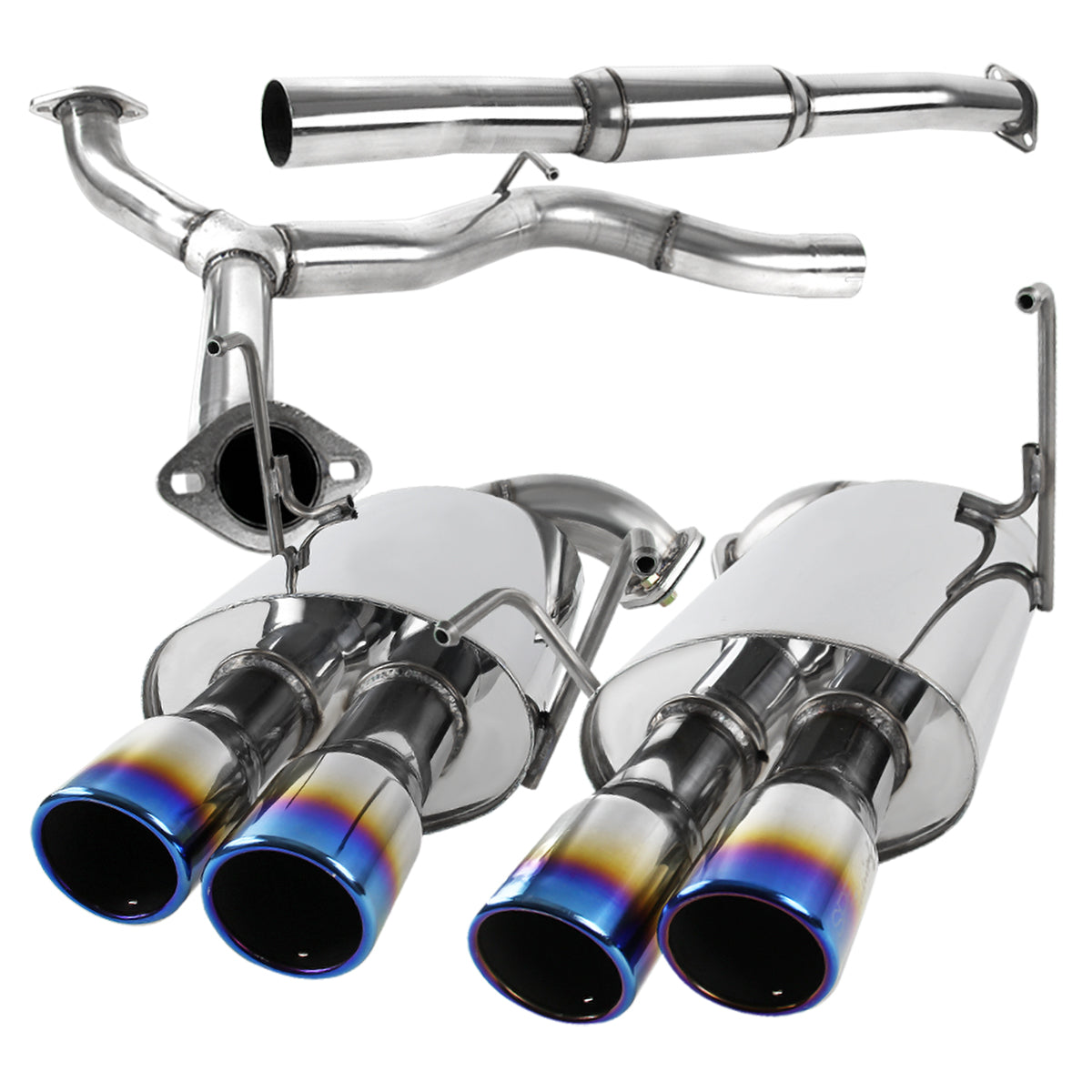 2008-2014 Subaru Impreza WRX STI Sedan Dual Catback Exhaust System w/ Burnt Quad Tip
