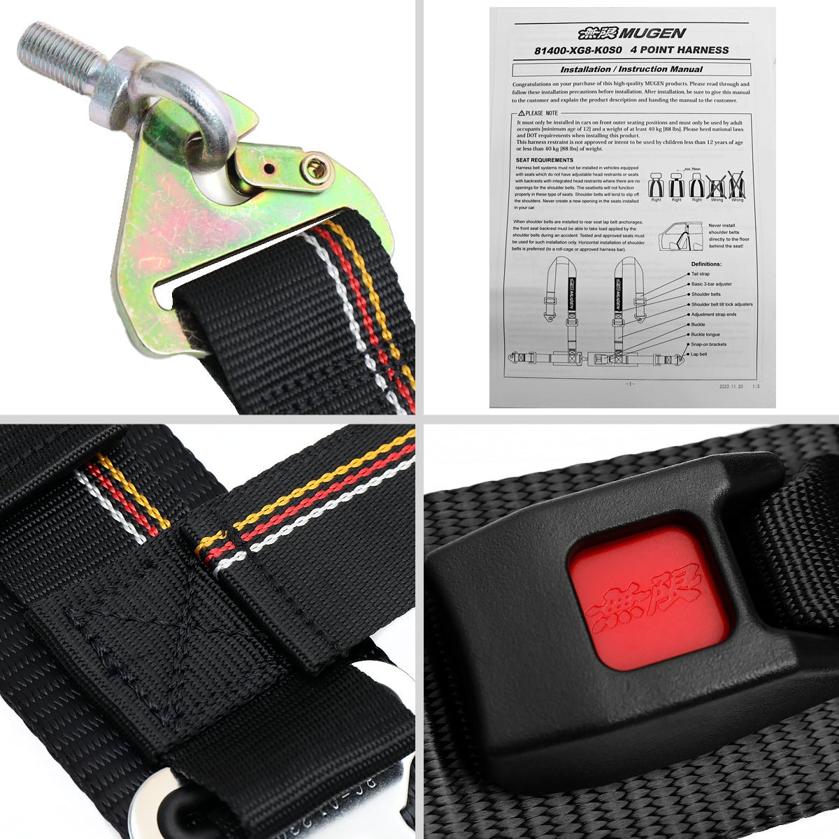 Mugen 4 Point Seat Belt Harness for MX-B Semi Bucket Racing Seat