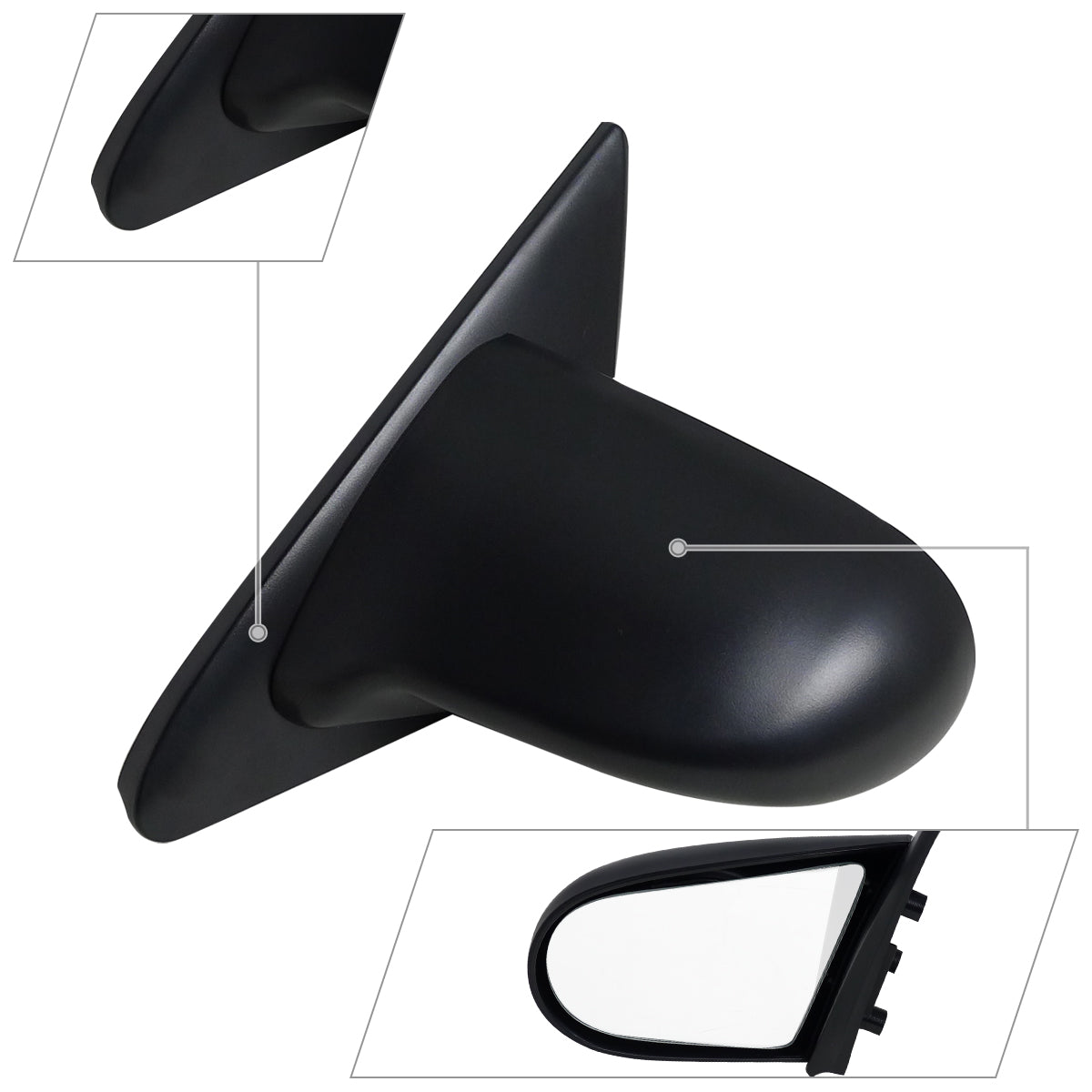 1992-1995 Honda Civic Coupe/Hatchback Black Manual Adjustable S Sport Mirrors