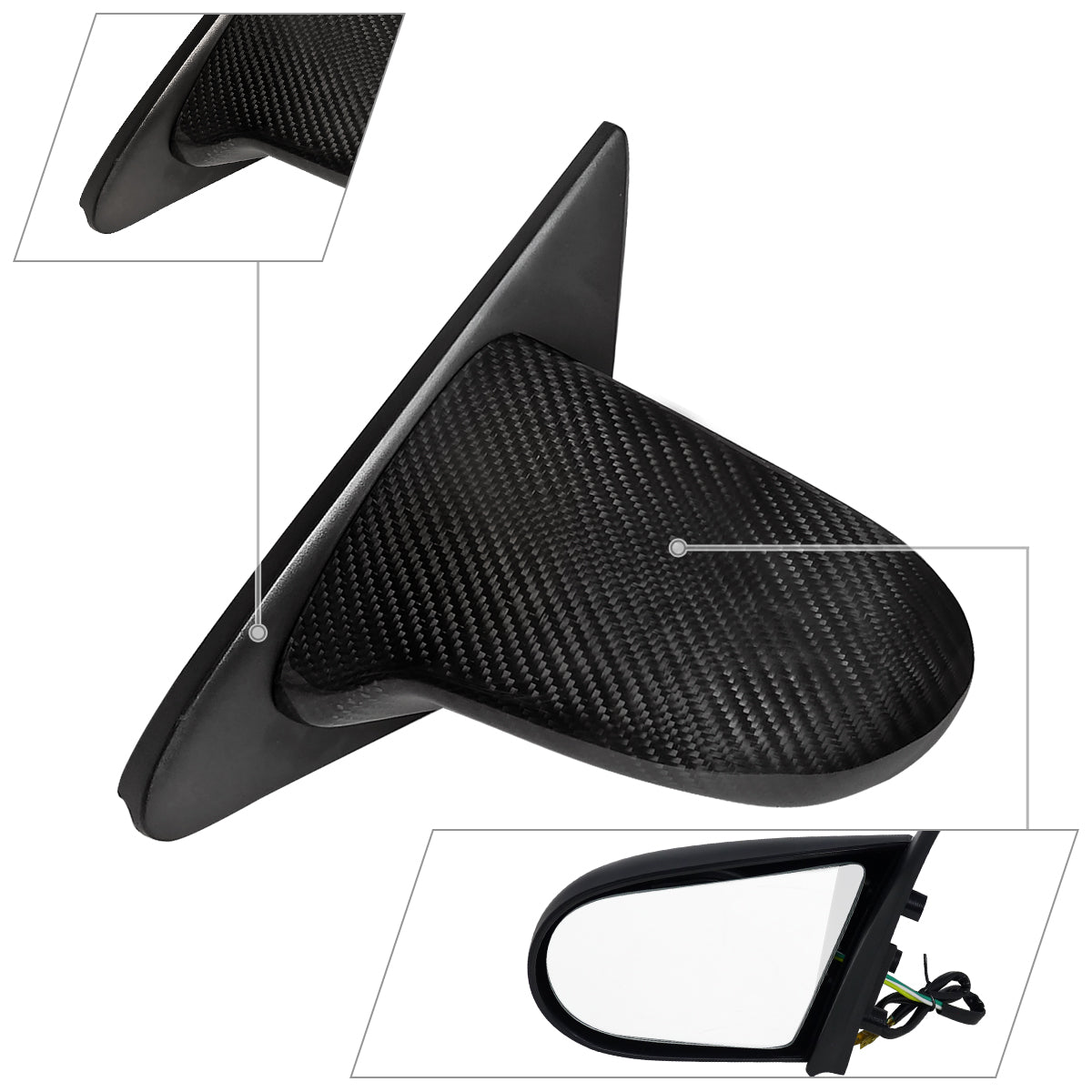 1992-1995 Honda Civic Coupe/Hatchback Carbon Fiber Shell Power S Sport Mirrors