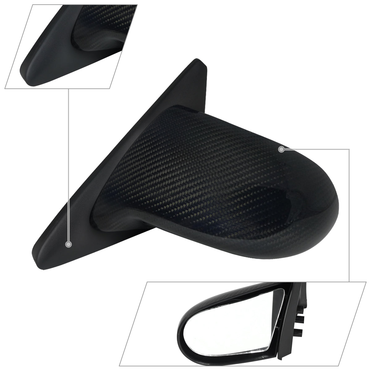 1996-2000 Honda Civic Coupe/Hatchback Carbon Fiber Shell Manual Adjustable S Sport Mirrors