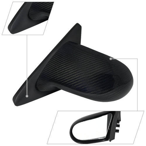 1996-2000 Honda Civic Coupe/Hatchback Carbon Fiber Shell Manual Adjustable S Sport Mirrors