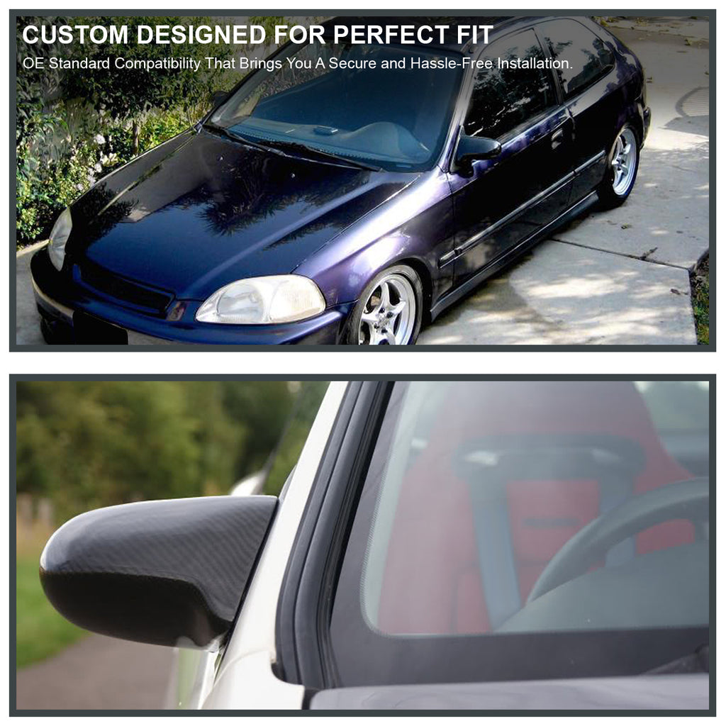 1996-2000 Honda Civic Coupe/Hatchback Carbon Fiber Shell Manual Adjustable S Sport Mirrors