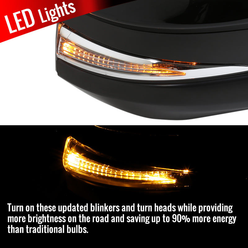 2013-2015 Toyota RAV4 Glossy Black 9-Pin Power Adjustable, Auto-Fold & Heated Side Mirror w/ LED Turn Signal Light - Driver Side Only