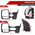 2016-2022 Nissan Titan Power Adjustable, BSM, & Manually Extendable Chrome Towing Mirrors with Clear Lens LED Turn Signal & Puddle Lights