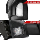 2016-2022 Nissan Titan Power Adjustable, BSM, Memory Fuction, & Manually Extendable Black Towing Mirrors with Clear Lens LED Turn Signal & Puddle Lights