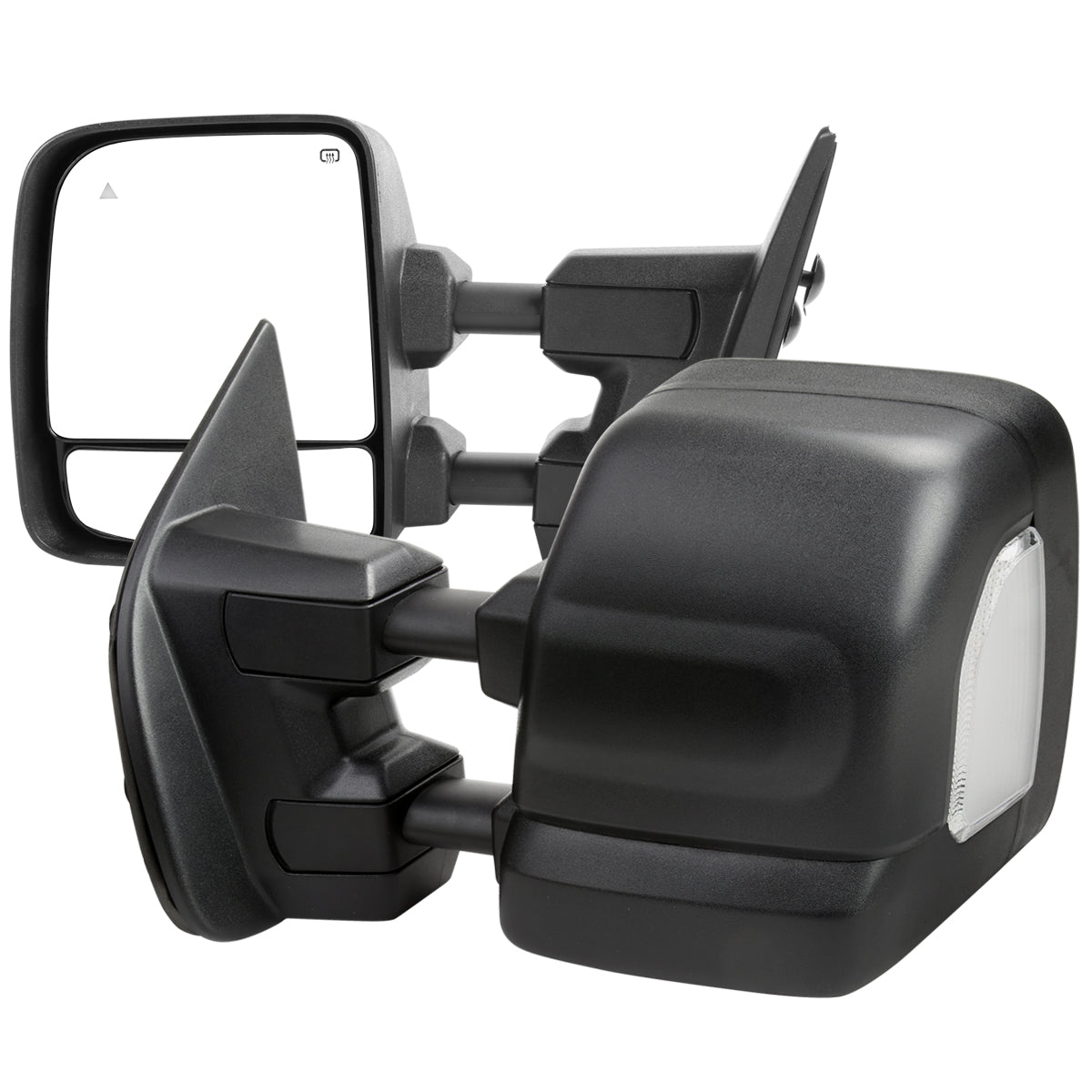 2016-2022 Nissan Titan Power Adjustable, BSM, Memory Fuction, & Manually Extendable Black Towing Mirrors with Clear Lens LED Turn Signal & Puddle Lights