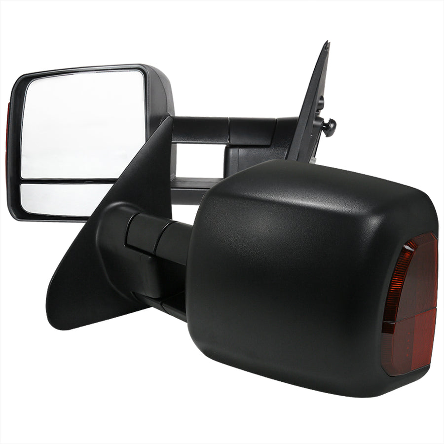 2007-2021 Toyota Tundra/ 2008-2017 Sequoia Power Heated Manual Extendable Towing Mirrors w/ Amber Lens LED Turn Signal Lights