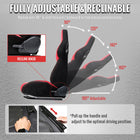 Universal Fully Adjustable Reclining Bucket Racing Seat - Two-Tone Black & Red Suede Upholstery (Driver Side Configuration with Sliders)