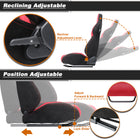 Universal Fully Adjustable Reclining Bucket Racing Seat - Two-Tone Black & Red Suede Upholstery (Driver Side Configuration with Sliders)