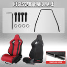 Universal Fully Adjustable Reclining Bucket Racing Seat - Two-Tone Black & Red Suede Upholstery (Driver Side Configuration with Sliders)