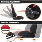 Universal Fully Adjustable Reclining Bucket Racing Seat - Two-Tone Black & Red Suede Upholstery (Passenger Side Configuration with Sliders)