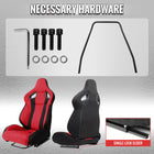 Universal Fully Adjustable Reclining Bucket Racing Seat - Two-Tone Black & Red Suede Upholstery (Passenger Side Configuration with Sliders)