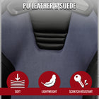 Universal Fully Adjustable Reclining Bucket Racing Seat - Custom Black PU Leather with Contrast Gray Suede Center (Includes Seat Sliders)