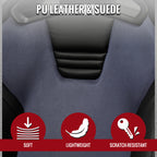 Universal Fully Adjustable Reclining Bucket Racing Seat - Custom Black PU Leather with Contrast Gray Suede Center (Includes Seat Sliders)