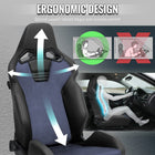 Universal Fully Adjustable Reclining Bucket Racing Seat - Custom Black PU Leather with Contrast Gray Suede Center (Includes Seat Sliders)