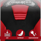 Universal Fully Adjustable Reclining Bucket Racing Seat - Custom Red PU Leather with Contrast Black Suede Center (Includes Seat Sliders)
