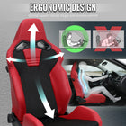 Universal Fully Adjustable Reclining Bucket Racing Seat - Custom Red PU Leather with Contrast Black Suede Center (Includes Seat Sliders)