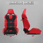Universal Fully Adjustable Reclining Bucket Racing Seat - Custom Red PU Leather with Contrast Black Suede Center (Includes Seat Sliders)