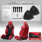 Universal Fully Adjustable Reclining Bucket Racing Seat - Custom Red PU Leather with Contrast Black Suede Center (Includes Seat Sliders)