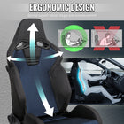 Universal Fully Adjustable Reclining Bucket Racing Seat - Sport Black Suede with Breathable Blue Mesh Insert (Includes Seat Sliders)