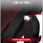 Universal Fully Adjustable Reclining Bucket Racing Seat - Sport Black Suede with Breathable Red Mesh Insert (Includes Seat Sliders)