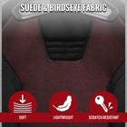 Universal Fully Adjustable Reclining Bucket Racing Seat - Sport Black Suede with Breathable Red Mesh Insert (Includes Seat Sliders)