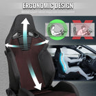 Universal Fully Adjustable Reclining Bucket Racing Seat - Sport Black Suede with Breathable Red Mesh Insert (Includes Seat Sliders)