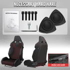 Universal Fully Adjustable Reclining Bucket Racing Seat - Sport Black Suede with Breathable Red Mesh Insert (Includes Seat Sliders)