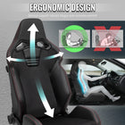 Universal Fully Adjustable Reclining Bucket Racing Seat - Hybrid Black PU Leather and Suede Upholstery (Includes Seat Sliders)