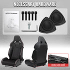 Universal Fully Adjustable Reclining Bucket Racing Seat - Hybrid Black PU Leather and Suede Upholstery (Includes Seat Sliders)