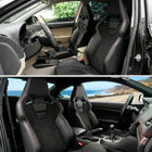 Universal Fully Adjustable Reclining Bucket Racing Seat - Hybrid Black PU Leather and Suede Upholstery (Includes Seat Sliders)