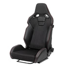 Universal Fully Adjustable Reclining Bucket Racing Seat - Hybrid Black PU Leather and Suede Upholstery (Includes Seat Sliders)