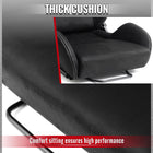 Universal Fully Adjustable Reclining Bucket Racing Seat - High-Performance Black Suede with Custom Silver Stitching and Enhanced Bolsters (Includes Seat Sliders)