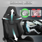 Universal Fully Adjustable Reclining Bucket Racing Seat - High-Performance Black Suede with Custom Silver Stitching and Enhanced Bolsters (Includes Seat Sliders)