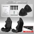 Universal Fully Adjustable Reclining Bucket Racing Seat - High-Performance Black Suede with Custom Silver Stitching and Enhanced Bolsters (Includes Seat Sliders)